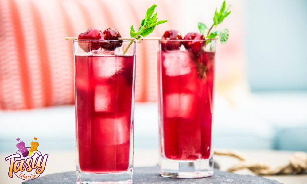 Black cherry two glasses with cherries