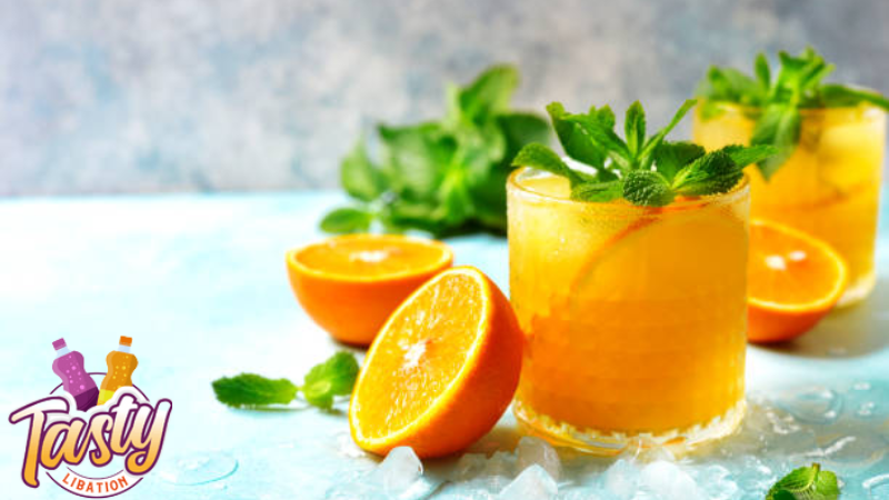 Fresh orange juice and soda cocktail