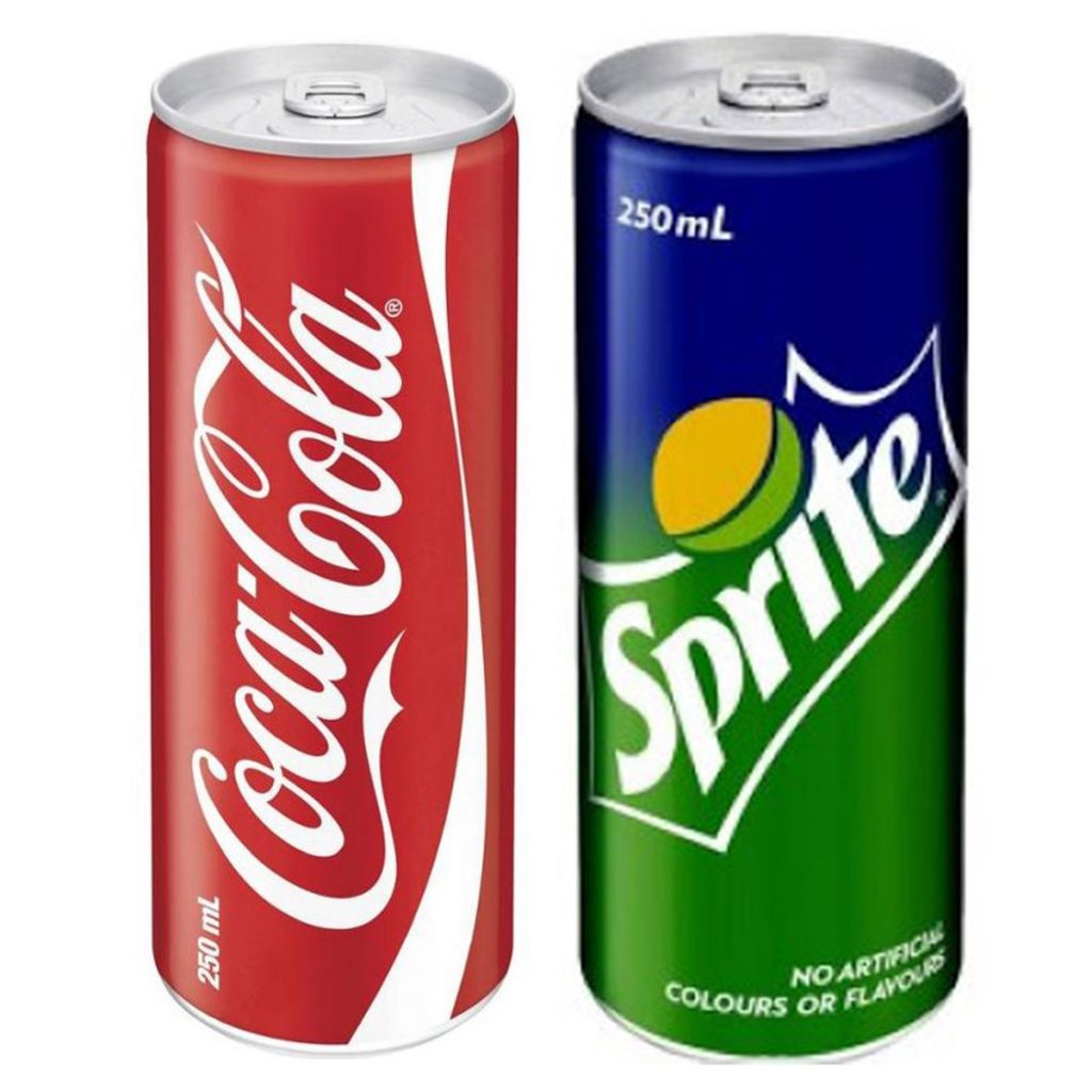 coke and sprite cans