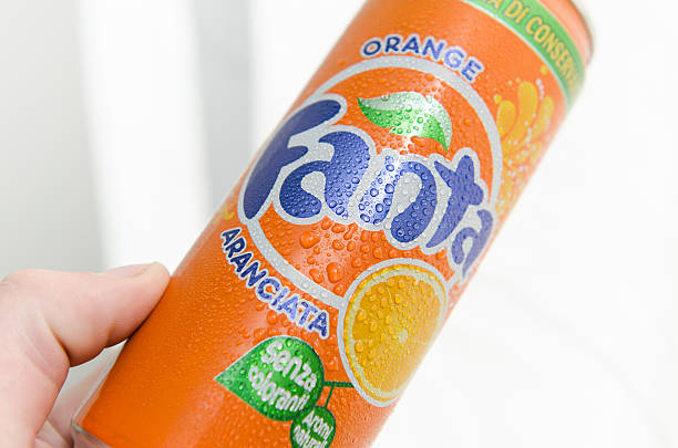 close up of fanta orange soda can