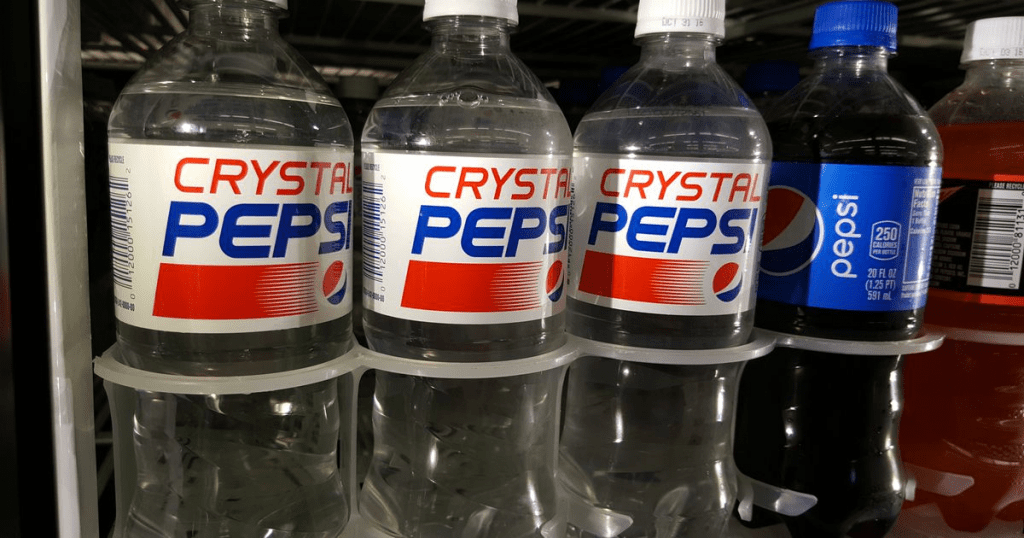 Crystal Pepsi displayed