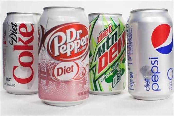 Diet sodas displayed