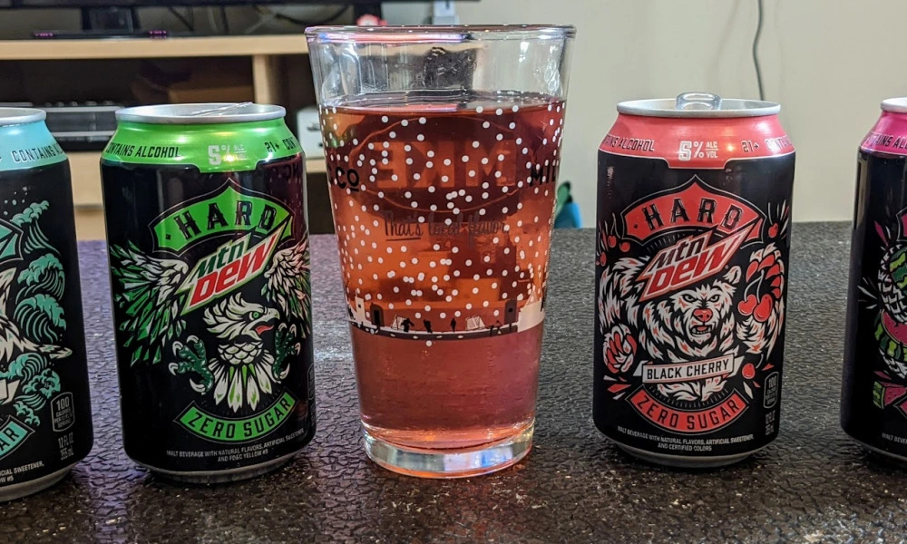 Hard mt dew in a glass