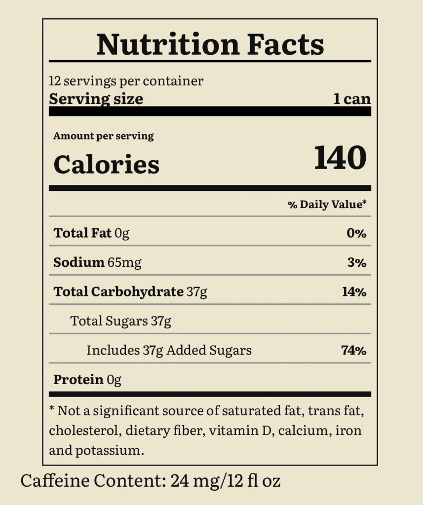 moxie nutritional facts